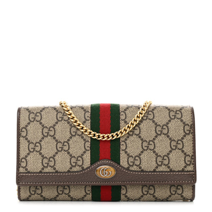 Gucci GG Supreme Monogram Web Ophidia Wallet On Chain Brown 1 of 11