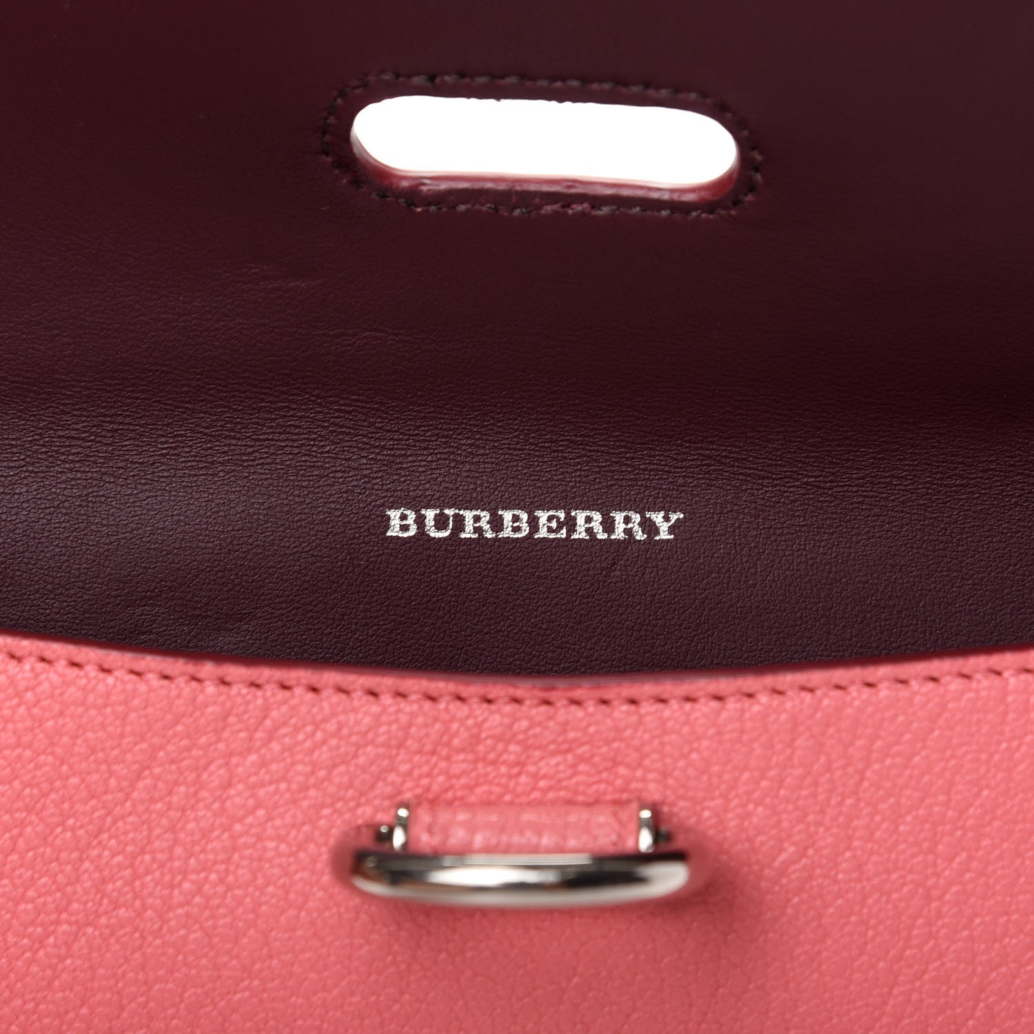 Burberry Goatskin Pendleton D-Ring Clutch Bright Coral Pink 7 of 7