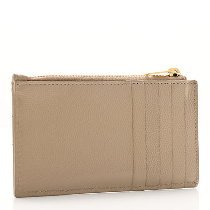 Saint Laurent Monogram Grain de Poudre 5 Fragments Zip Pouch Card Holder Dark Latte 3 of 7