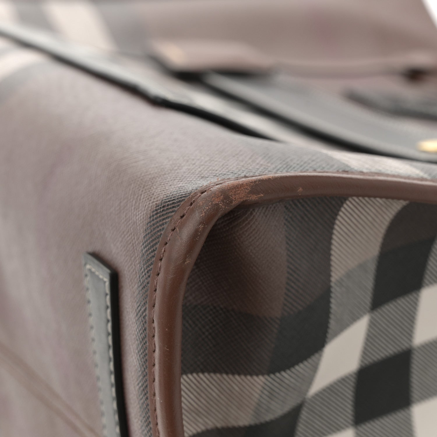 Burberry E-Canvas Check Calfskin Medium Freya Tote Dark Birch Brown 10 of 11