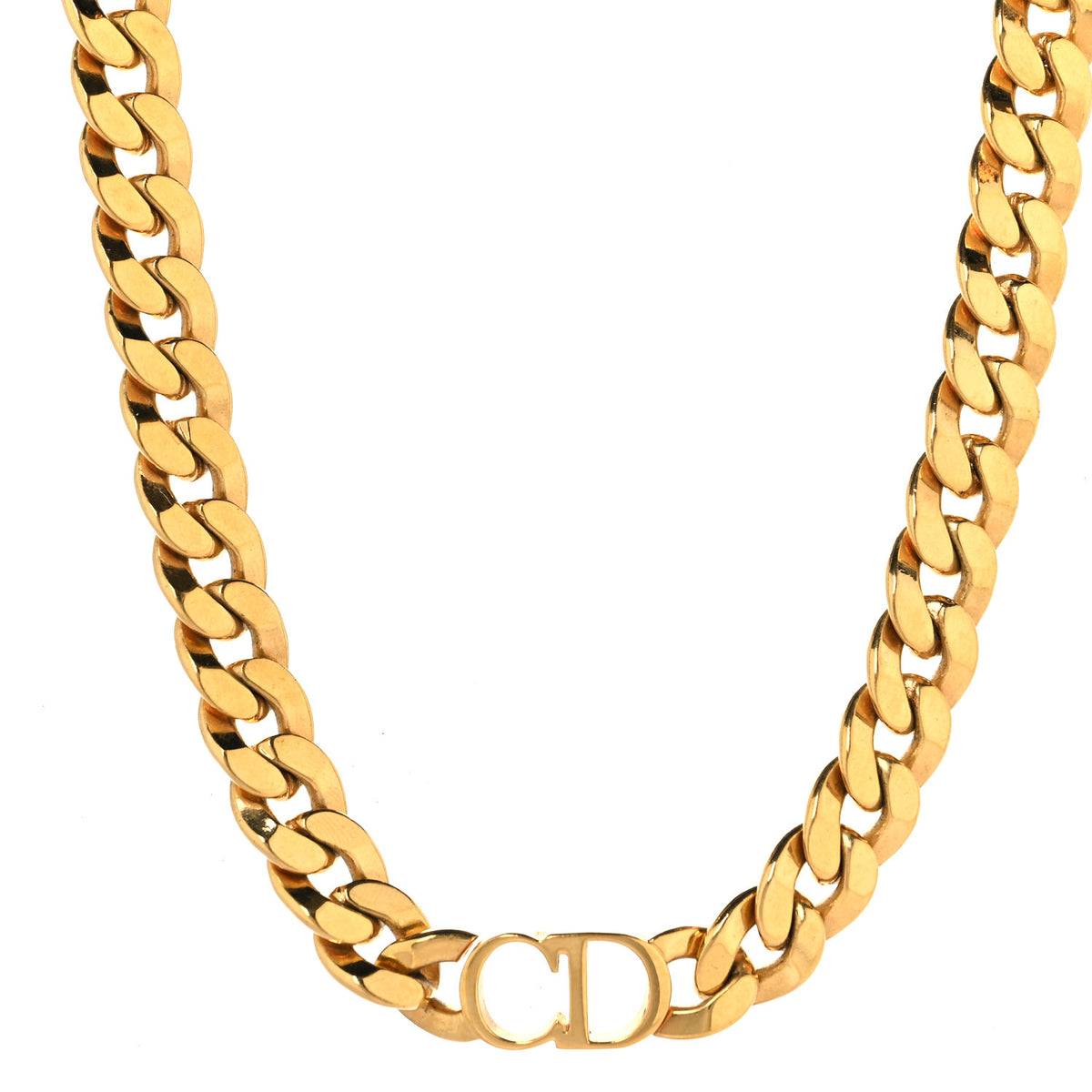 Christian Dior Metal CD Choker Necklace Gold 1 of 5