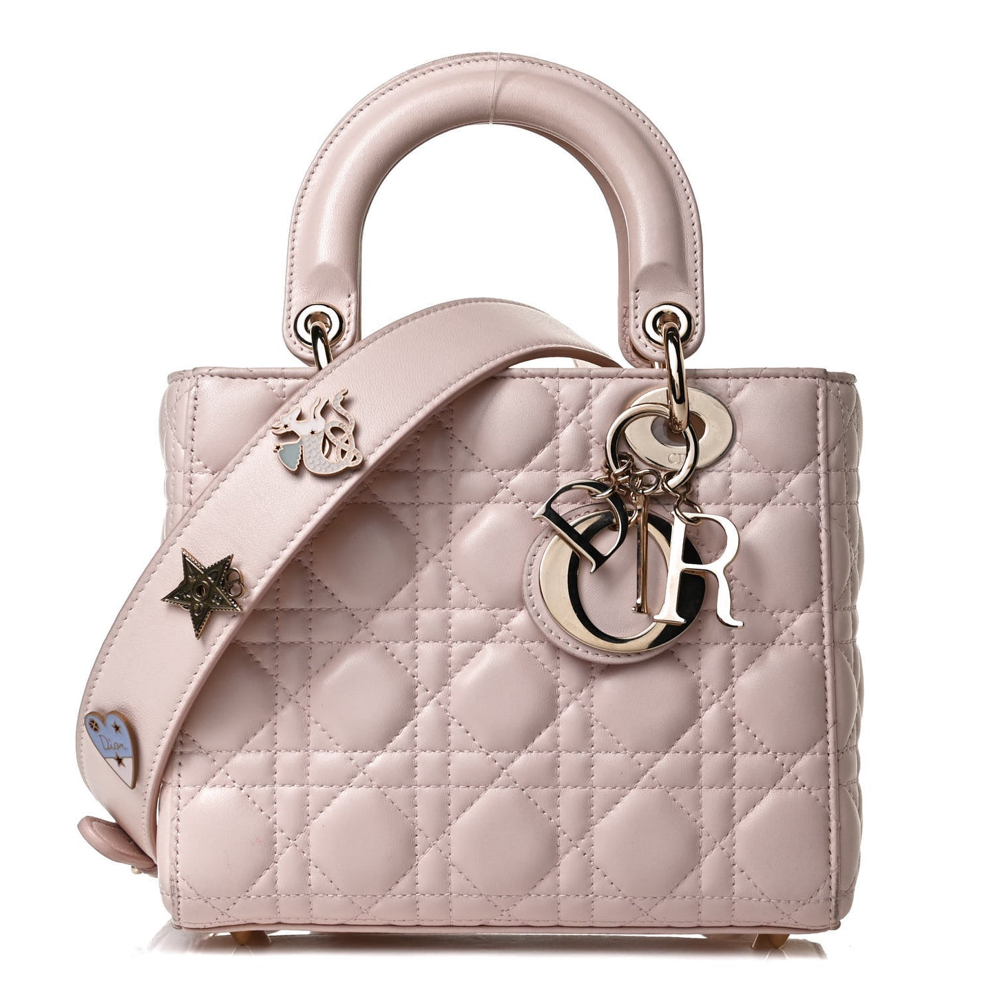 Lambskin Cannage Small Lucky Badges My Lady Dior Pink