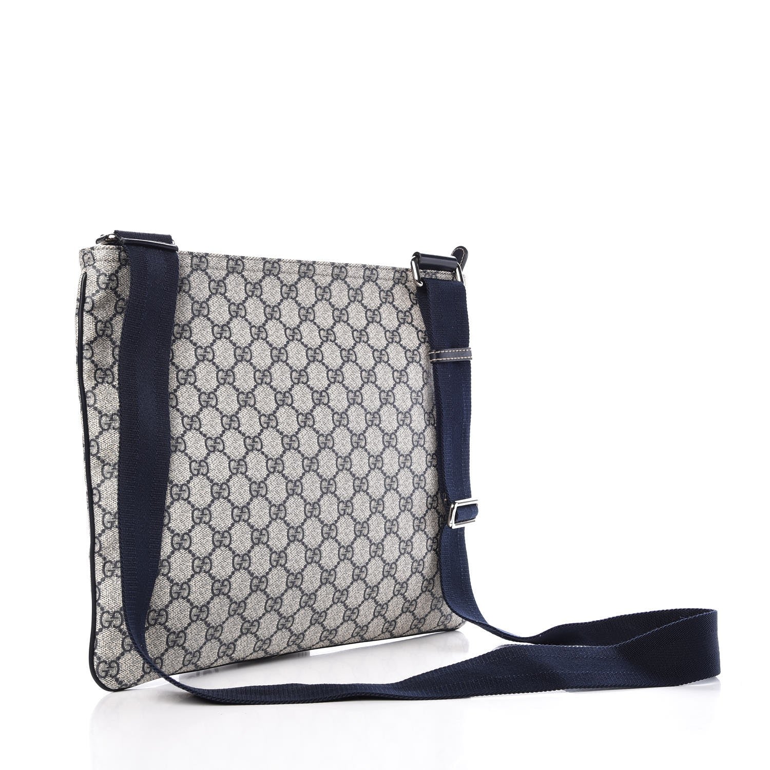 Gucci GG Plus Monogram Large Flat Messenger Bag Beige Blue 3 of 7