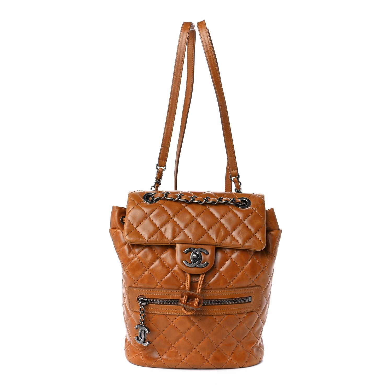 Chanel Glazed Calfskin Quilted Small Salzburg Backpack Brown 1 of 9