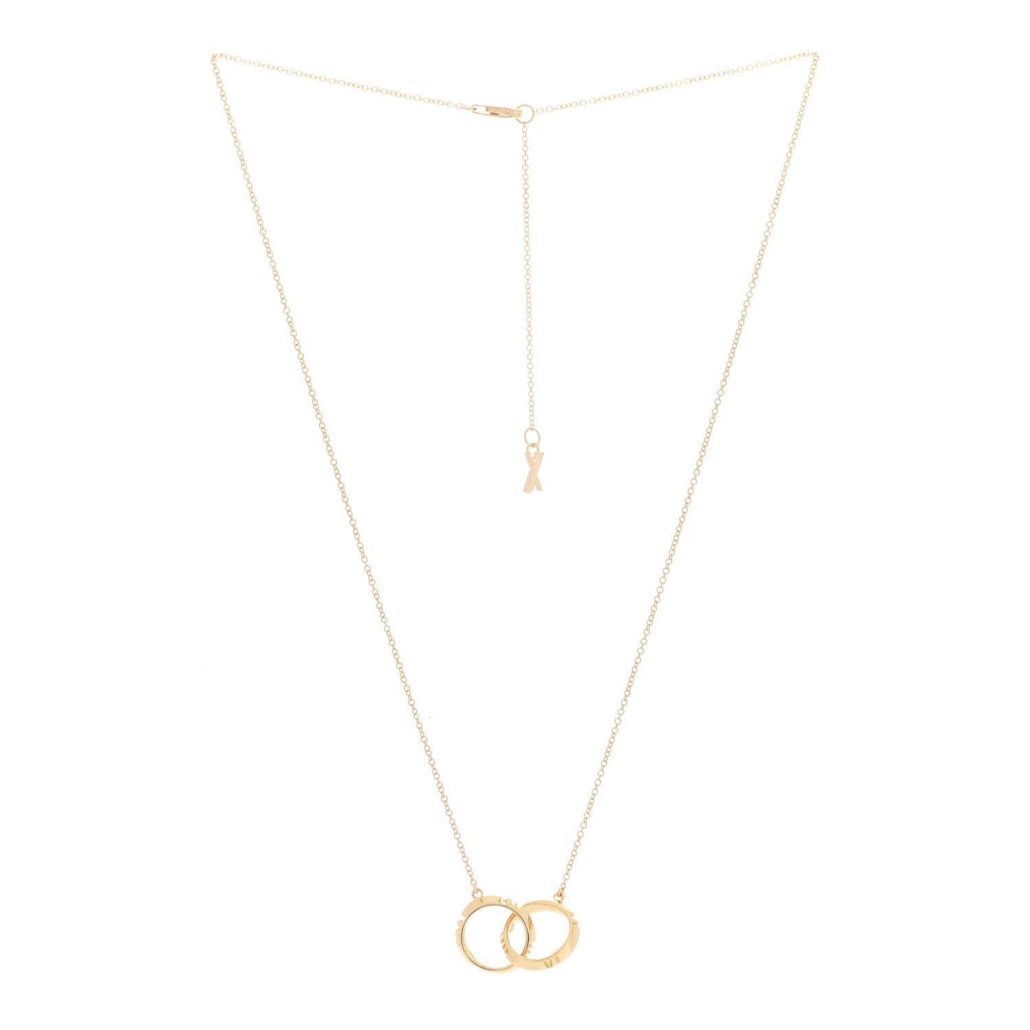 Tiffany 18K Yellow Gold Interlocking Atlas Open Pendant Necklace 3 of 7