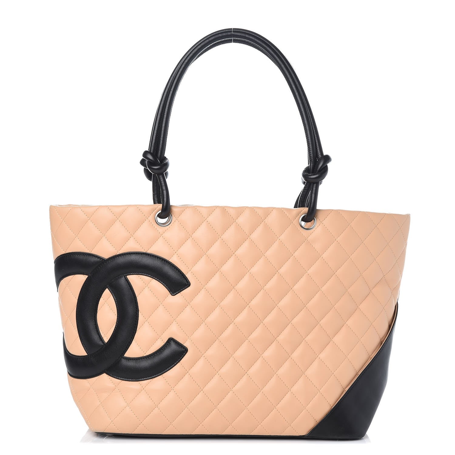 Chanel Calfskin Quilted Large Cambon Tote Beige Black 1 of 12