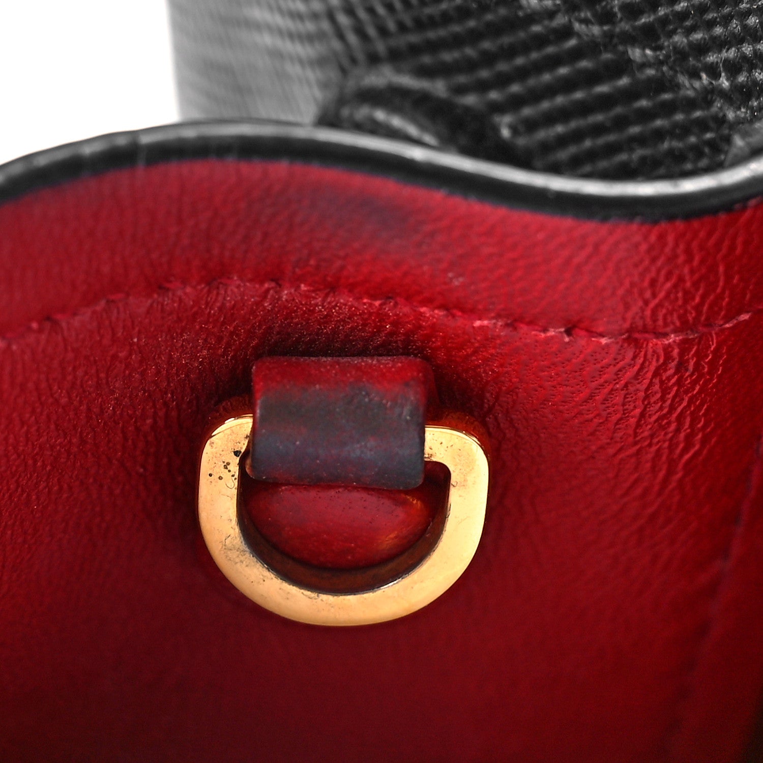 Prada Saffiano Cuir Medium Double Bag Black Ciliegia 11 of 13