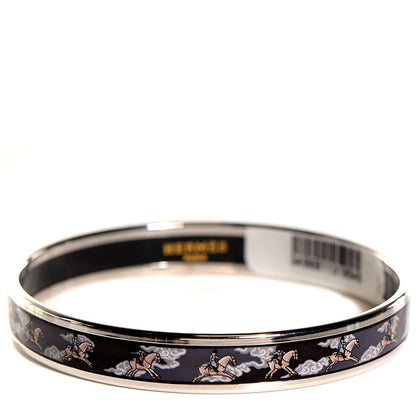 Hermes Enamel Printed Horse Riding Motif Narrow Bracelet 70 1 of 5