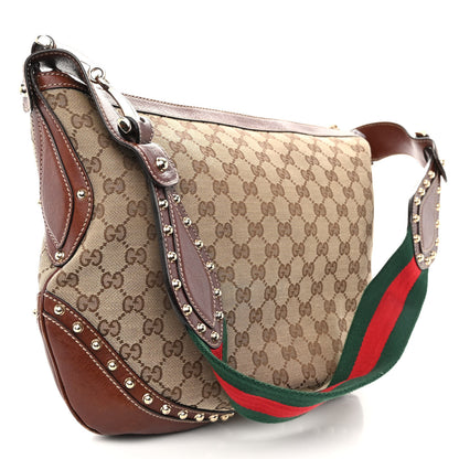 Gucci Monogram Web Studded Pelham Shoulder Bag Dark Brown 3 of 12