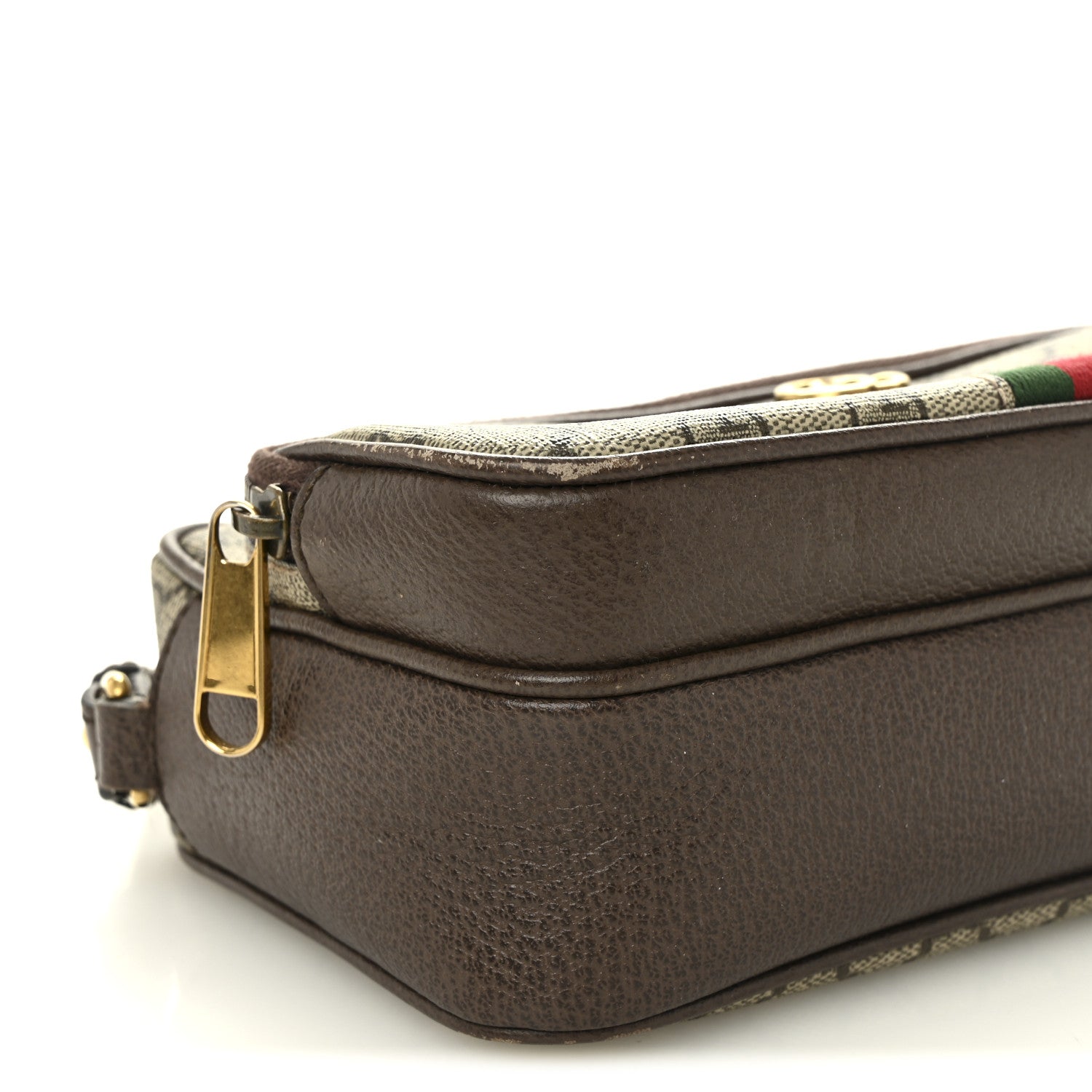 Gucci GG Supreme Monogram Textured Dollar Calfskin Web Small Ophidia Convertible Shoulder Bag Beige Ebony New Acero 9 of 14