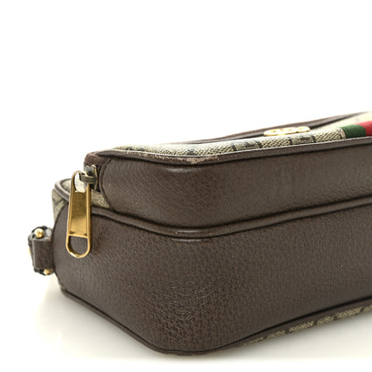 Gucci GG Supreme Monogram Textured Dollar Calfskin Web Small Ophidia Convertible Shoulder Bag Beige Ebony New Acero 9 of 14