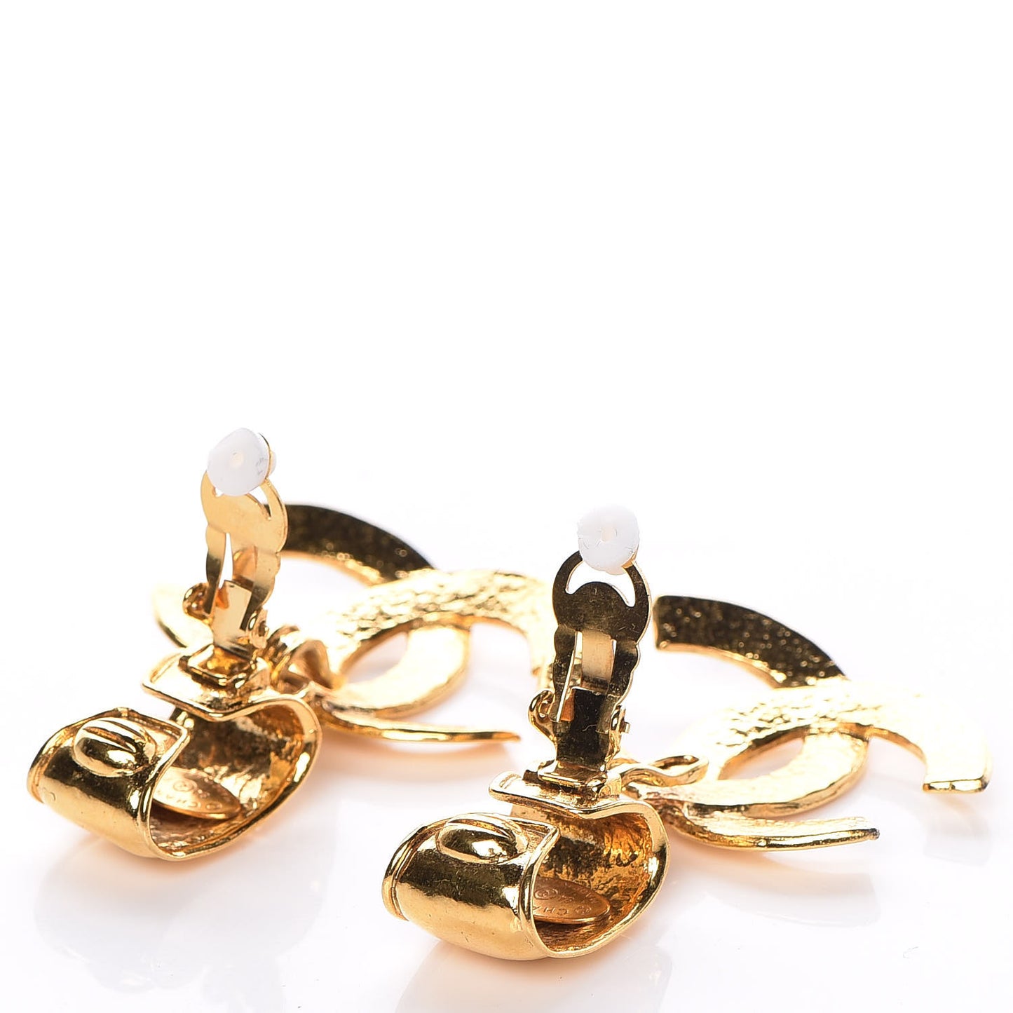 CC Large Drop Clip On Earrings Gold