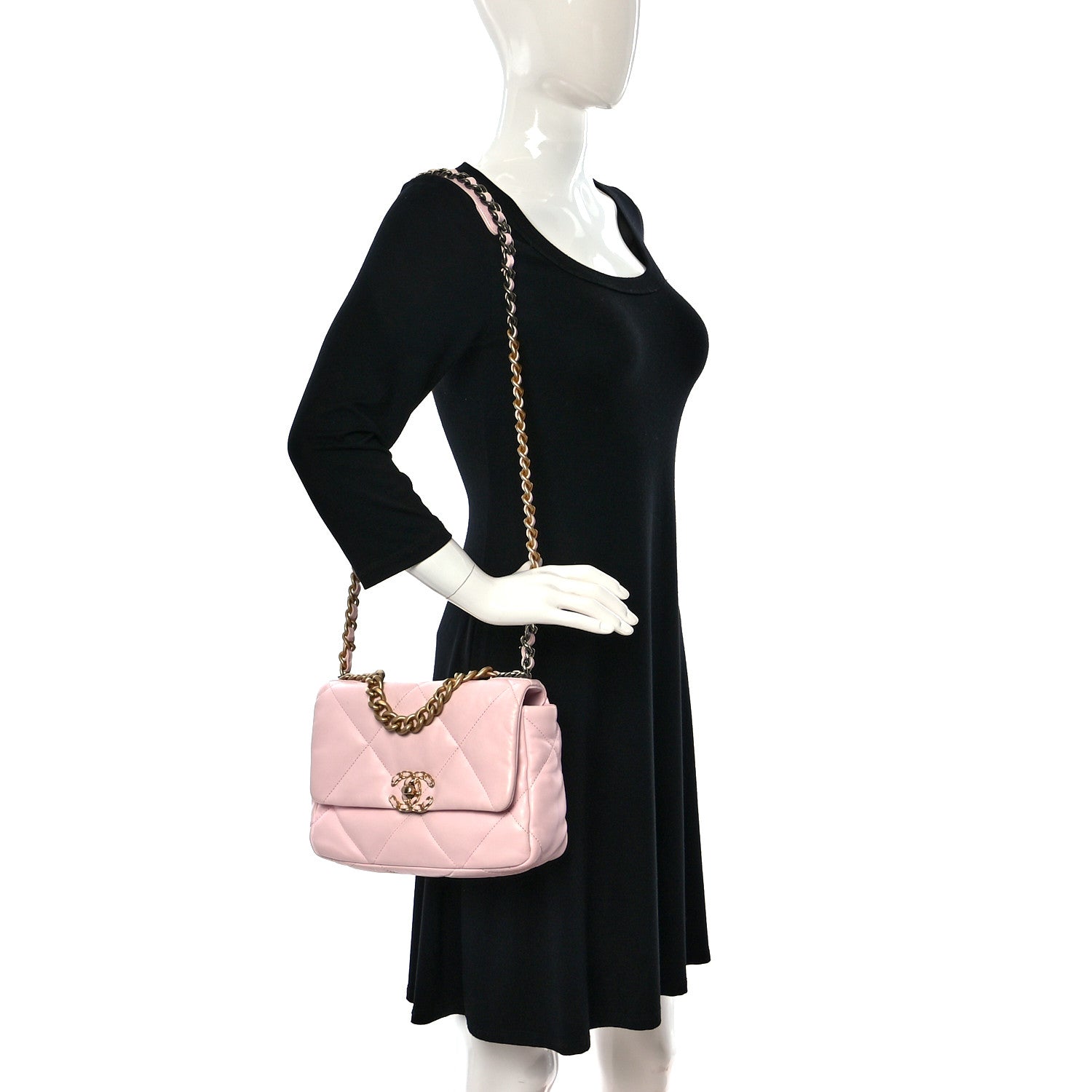 Chanel Lambskin Quilted Medium Chanel 19 Flap Light Pink 2 of 13
