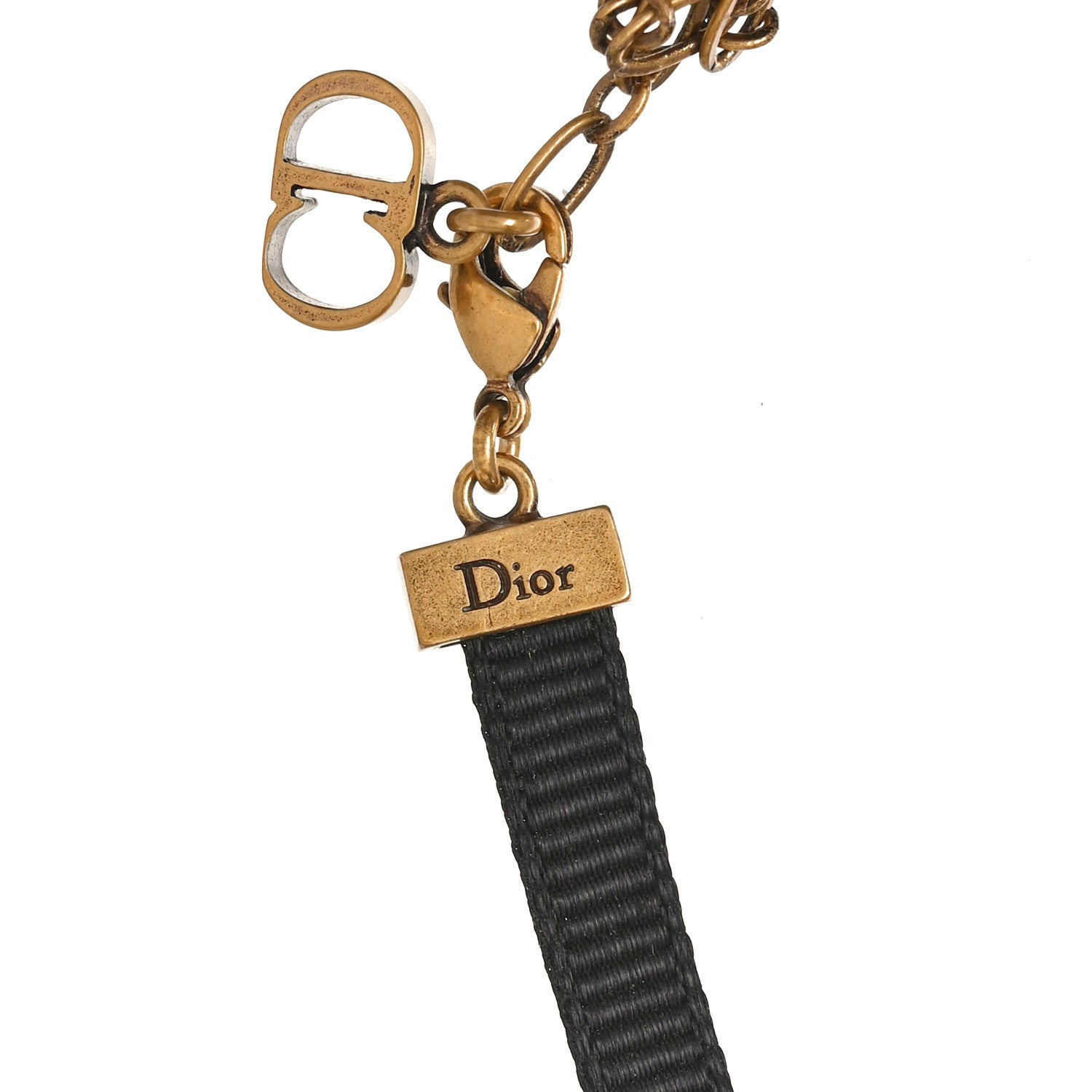 Christian Dior Grosgrain Ribbon Dior Logo Choker Necklace Black 4 of 4