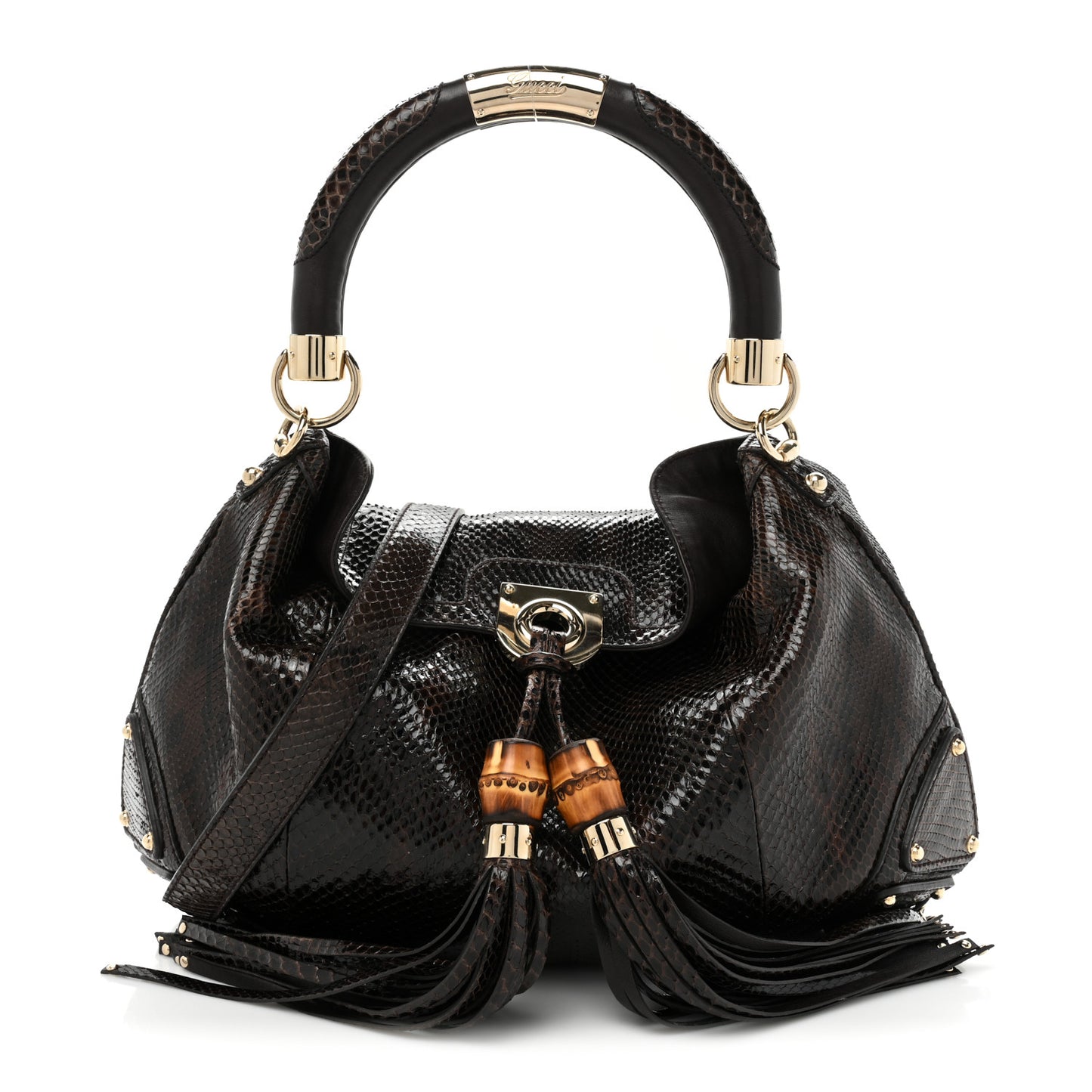 Snakeskin Medium Indy Top Handle Hobo Brown