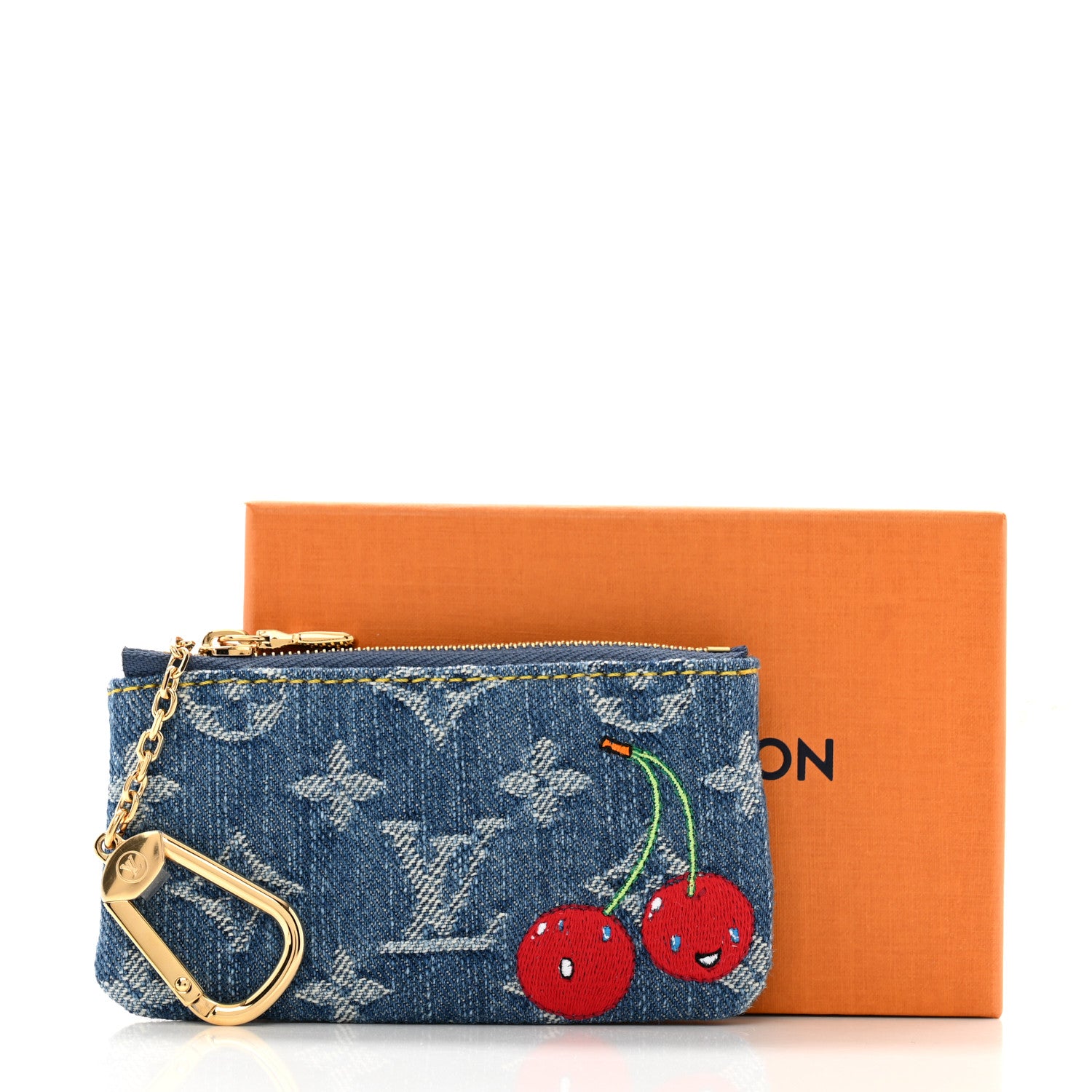 Louis Vuitton LV X TM Monogram Denim Cerises Key Pouch Blue 7 of 7