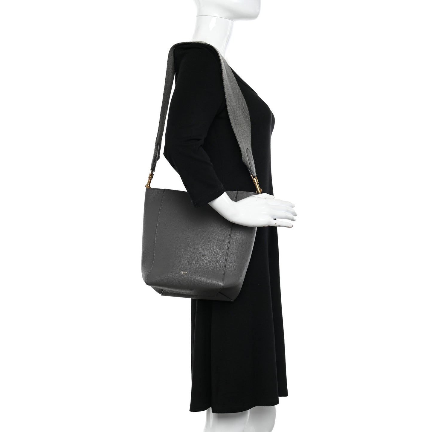 Soft Grained Calfskin Small Sangle Bucket Bag Kohl
