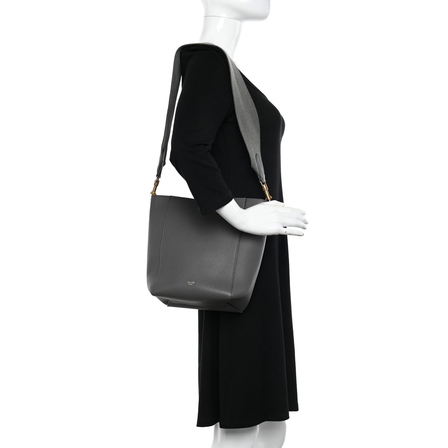 Celine Soft Grained Calfskin Small Sangle Bucket Bag Kohl 2 of 12