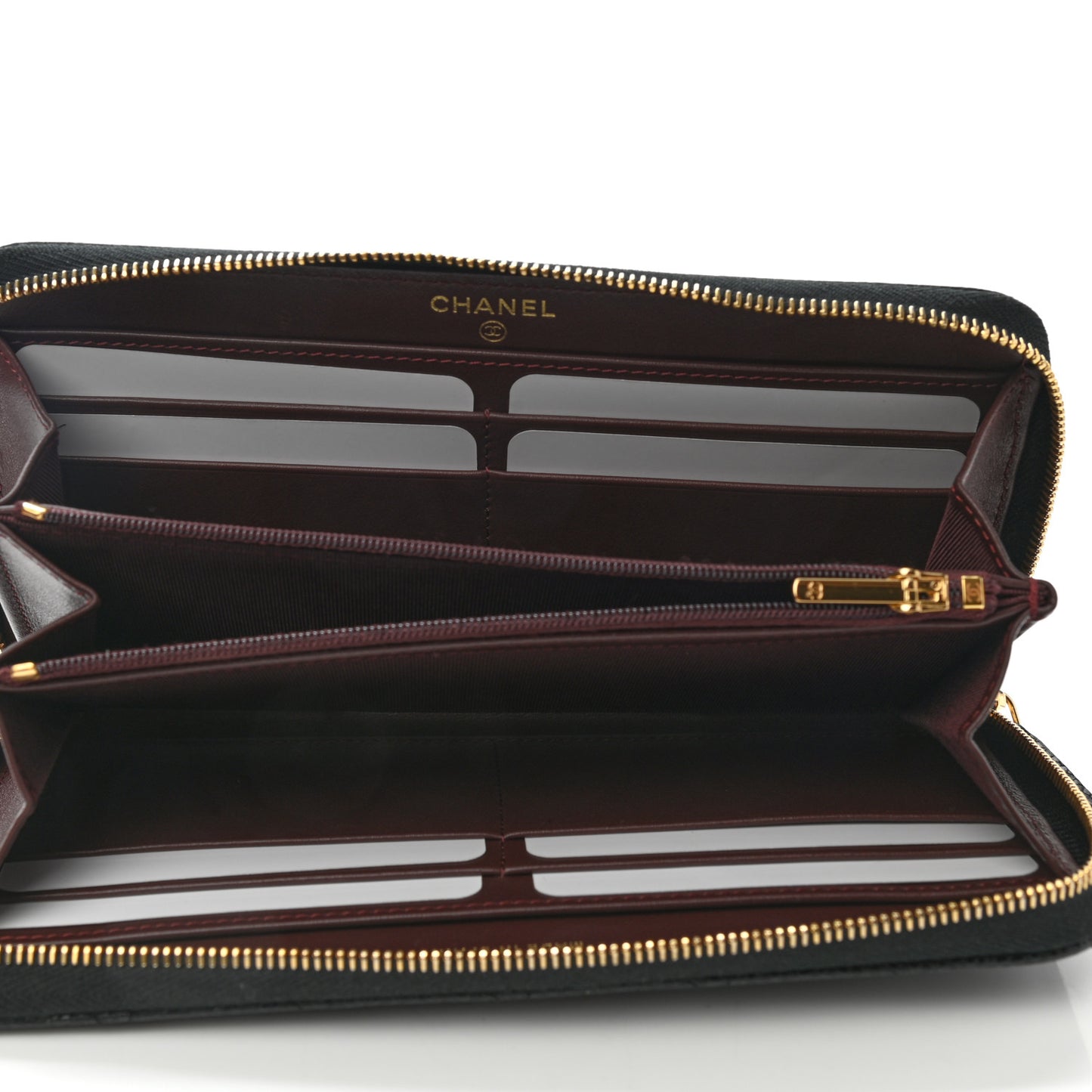 Caviar Quilted Large Gusset Zip Around Wallet Black