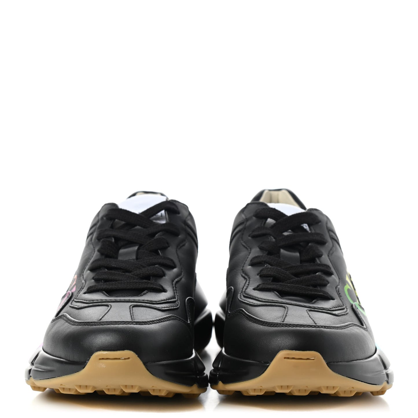 Calfskin Iridescent Logo Womens Rhyton Sneakers 36.5 Black