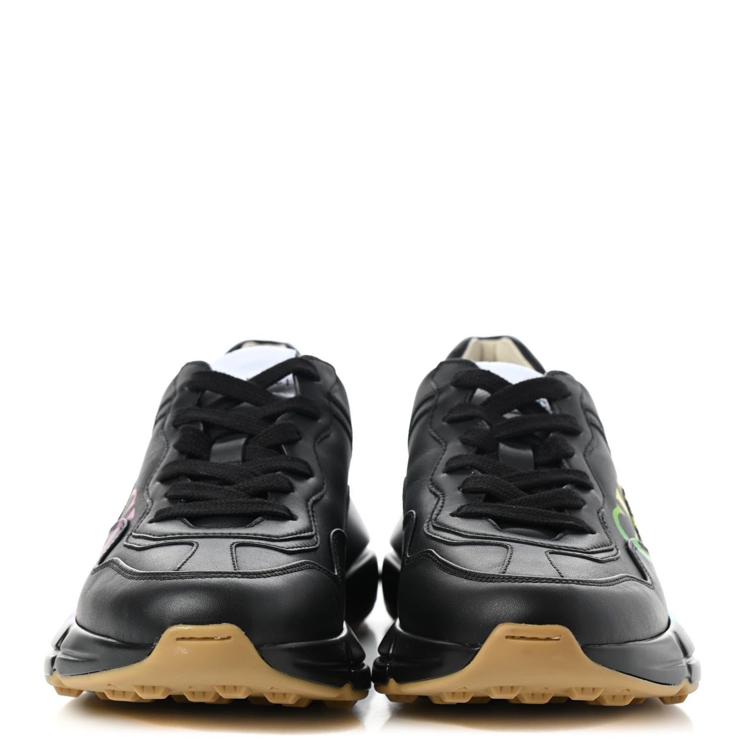 Gucci Calfskin Iridescent Logo Womens Rhyton Sneakers 36.5 Black 2 of 10