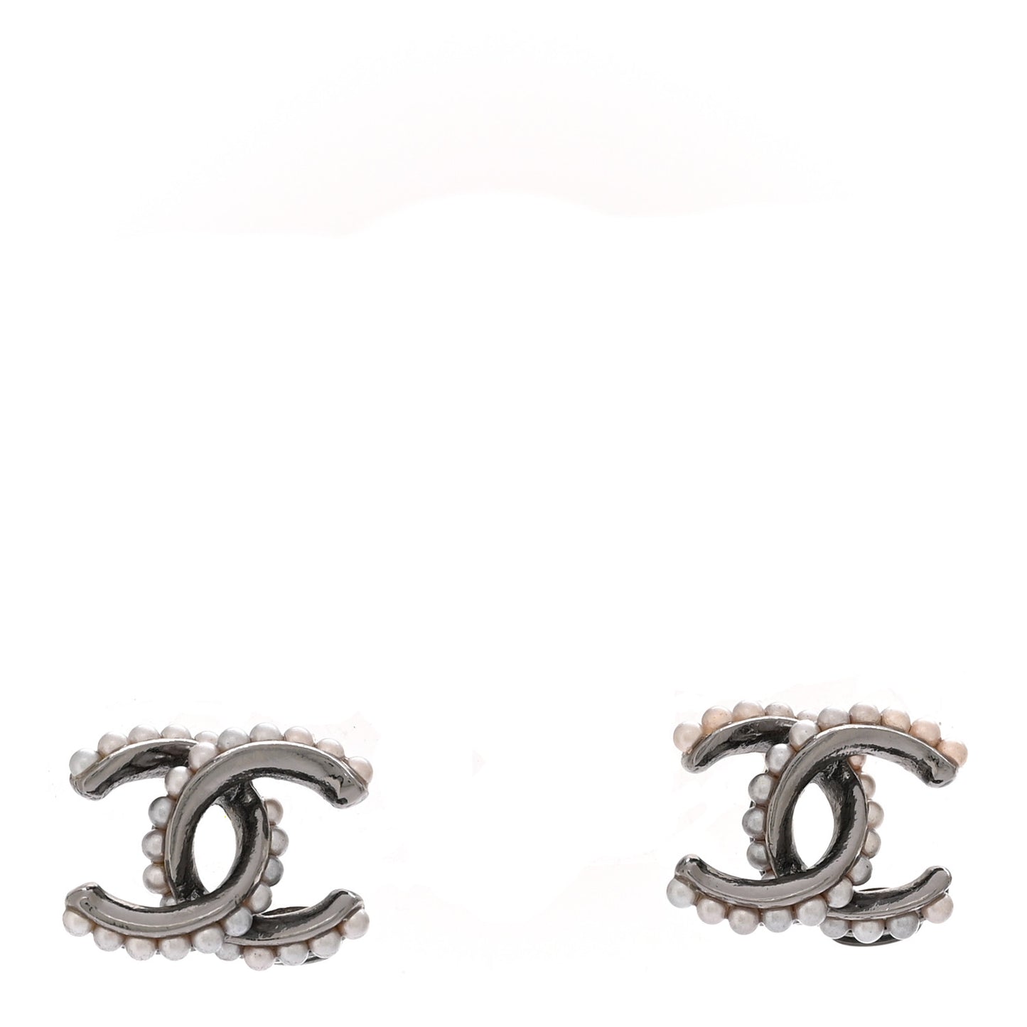 Pearl Twisted CC Earrings Ruthenium