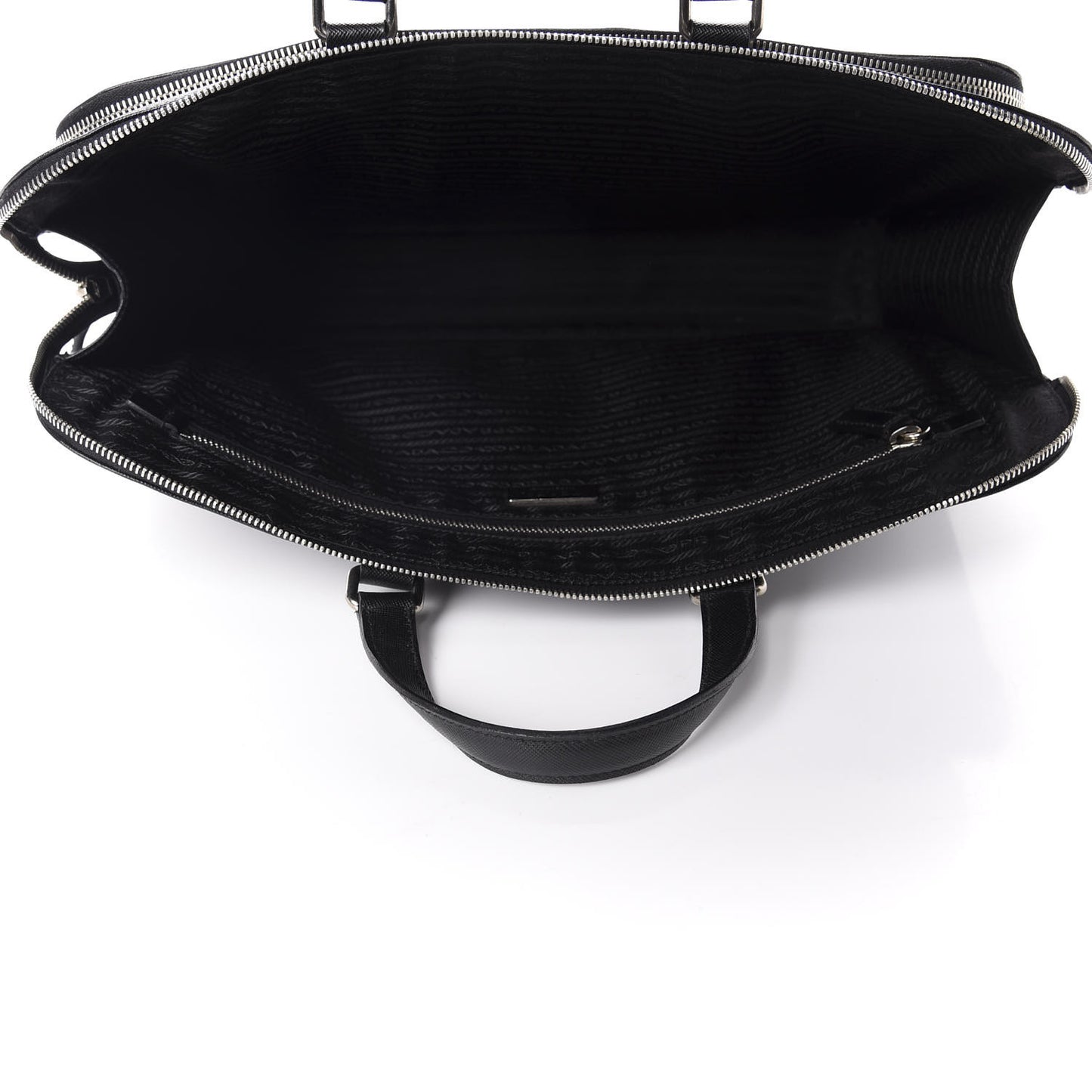 Saffiano Cuir Front Zip Pocket Briefcase Black