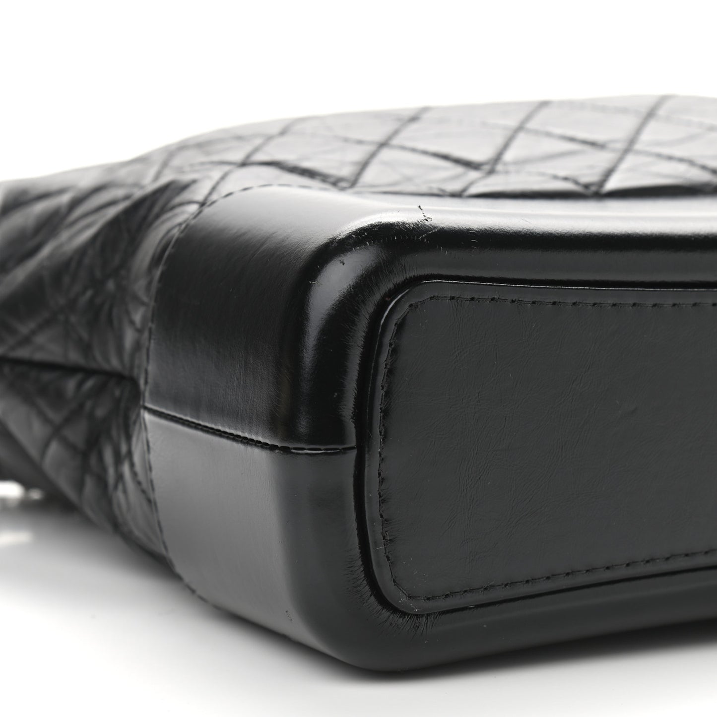 Aged Calfskin Quilted Large Gabrielle Hobo Black