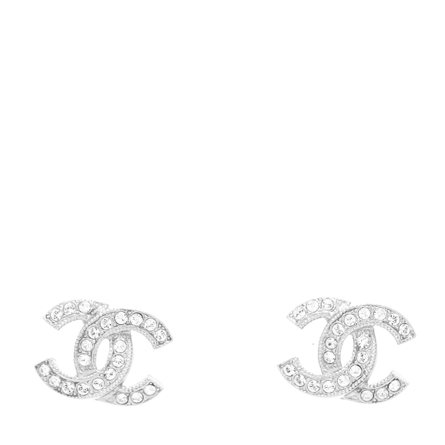 Chanel Crystal Mini CC Earrings Silver 1 of 4