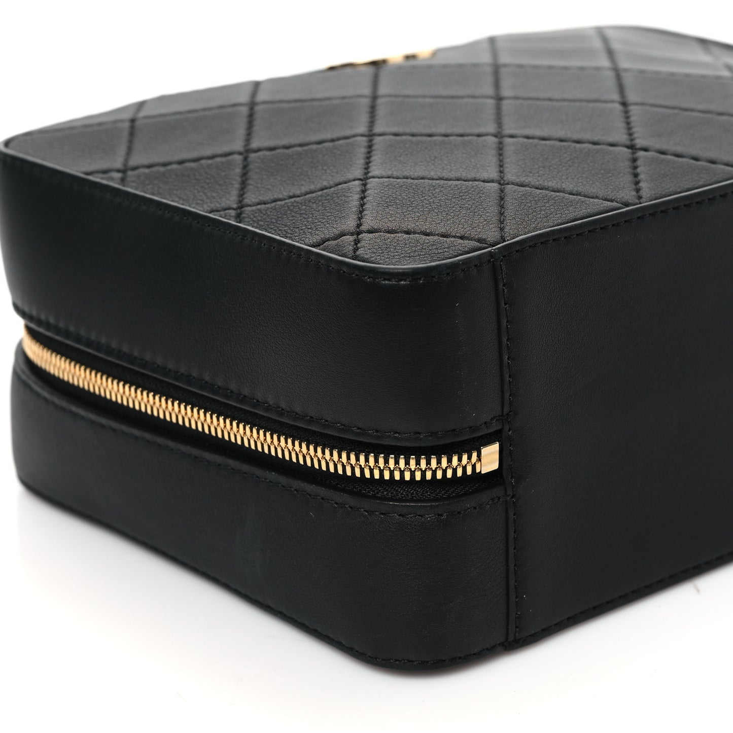 Calfskin Quilted Travel Kit Vanity Case Black