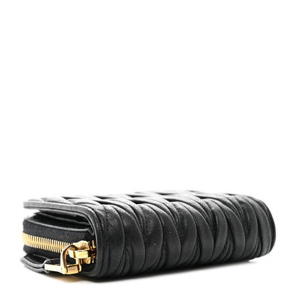 Miu Miu Nappa Matelasse Zip Around Compact Wallet Black 4 of 10