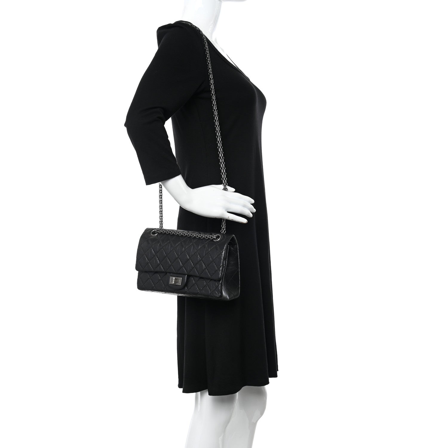 Chanel Aged Calfskin Quilted 2.55 Reissue 225 Flap Black 2 of 9