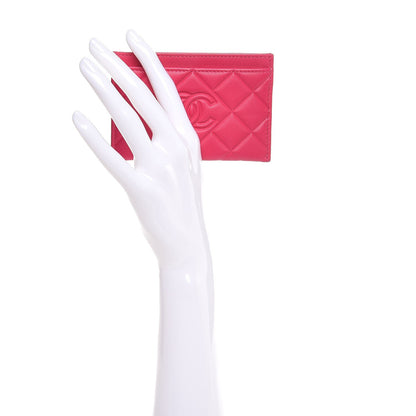 Chanel Lambskin Quilted Diamond CC Card Holder Fuchsia 2 of 9