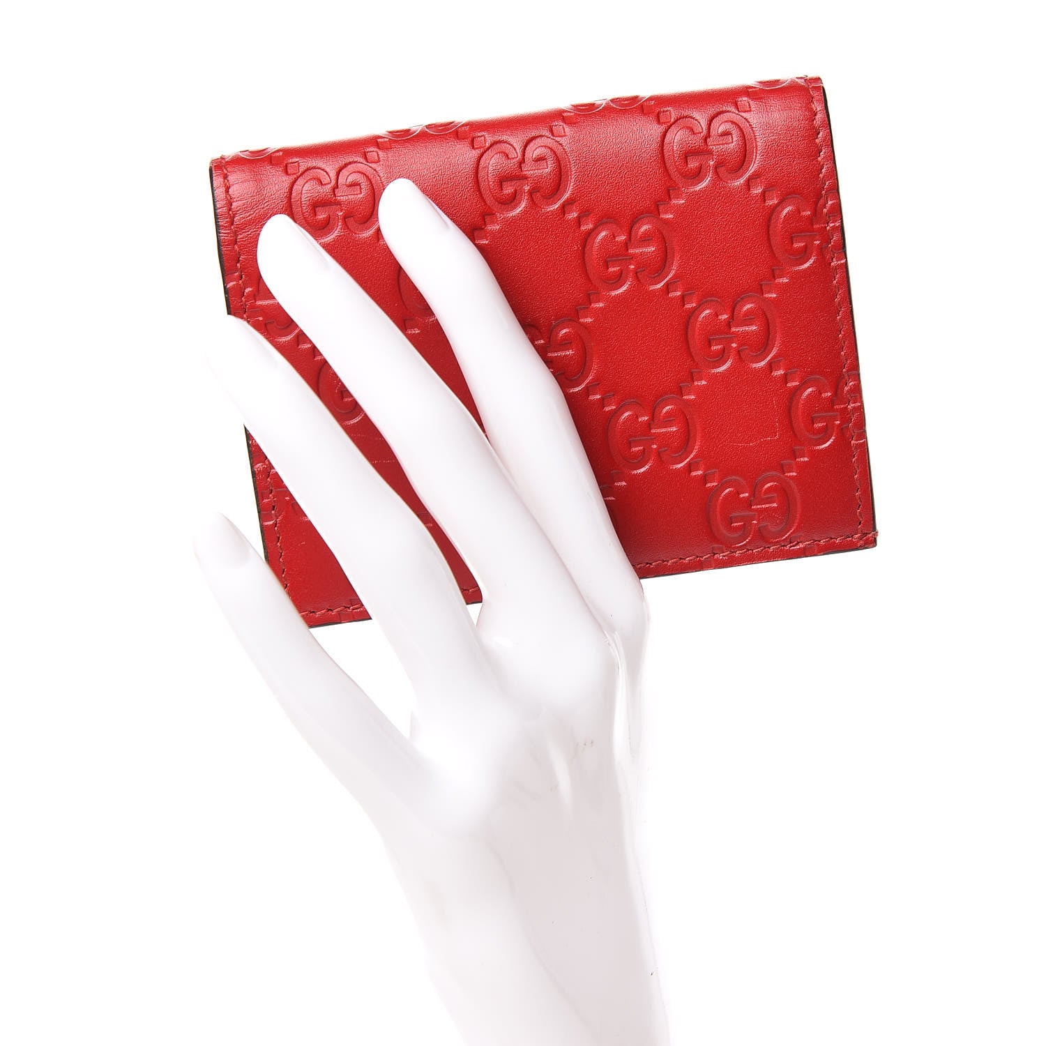 Gucci Guccissima Card Case Wallet Red 2 of 11