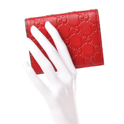 Gucci Guccissima Card Case Wallet Red 2 of 11