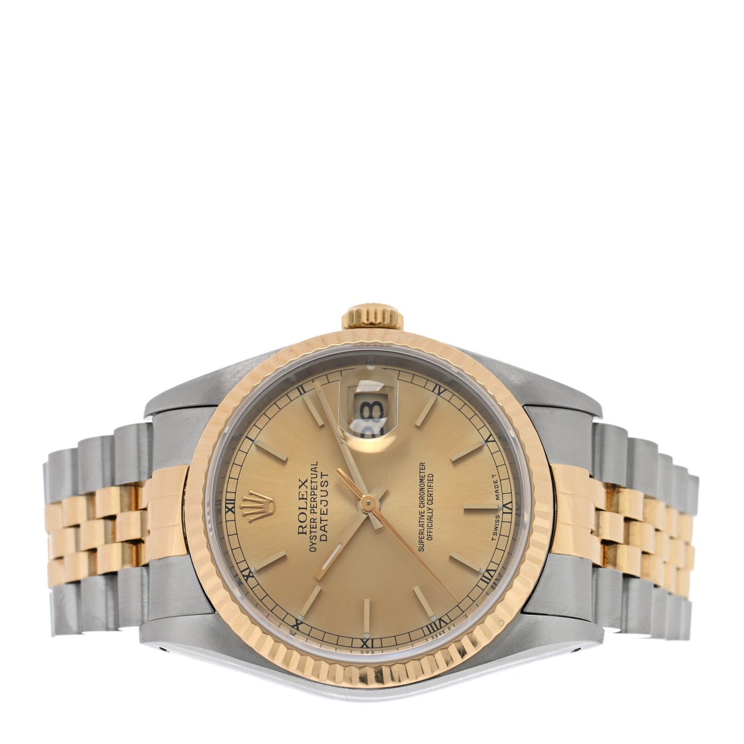 Stainless Steel 18K Yellow Gold 36mm Oyster Perpetual Datejust Watch Champagne 16233