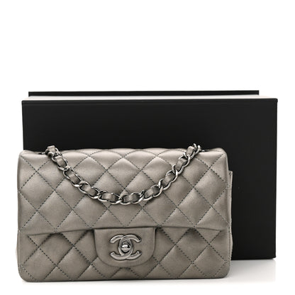 Chanel Metallic Lambskin Quilted Mini Rectangular Flap Dark Grey 12 of 12
