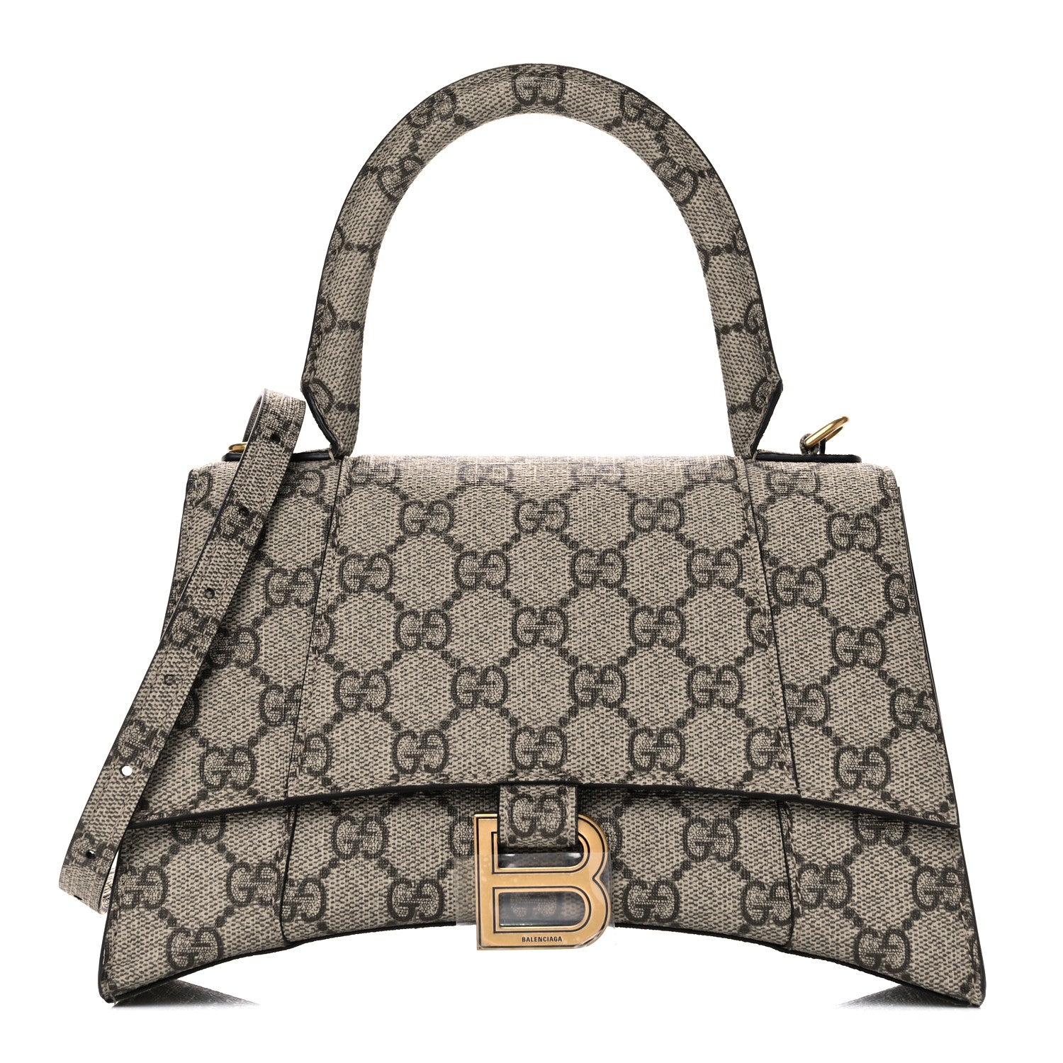 Balenciaga X GUCCI GG Supreme Monogram Small Hourglass Top Handle Bag Beige Ebony 1 of 10