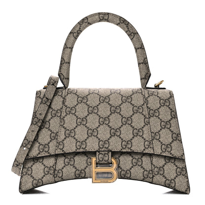 Balenciaga X GUCCI GG Supreme Monogram Small Hourglass Top Handle Bag Beige Ebony 1 of 10
