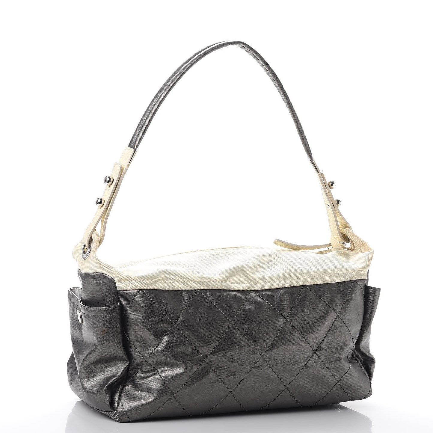 Coated Canvas Paris Biarritz Hobo Silver