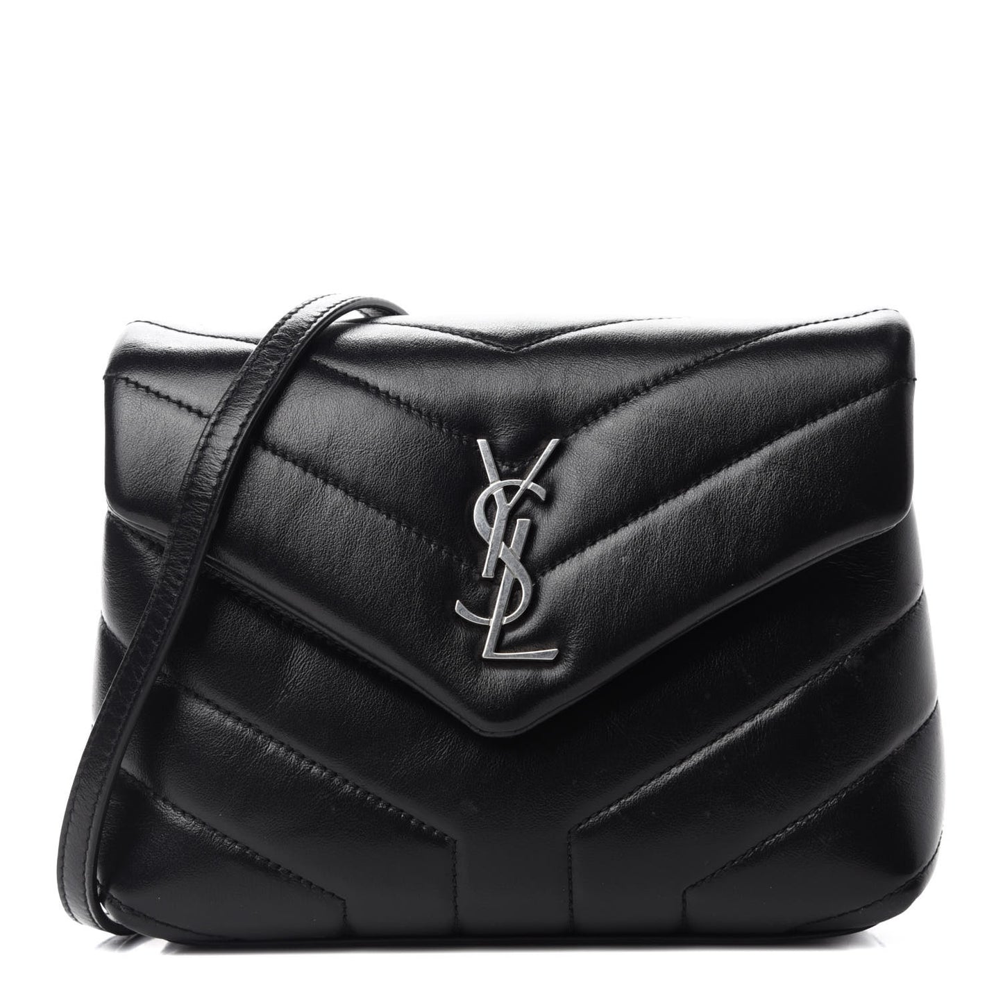 Calfskin Y Quilted Monogram Toy Loulou Crossbody Bag Black