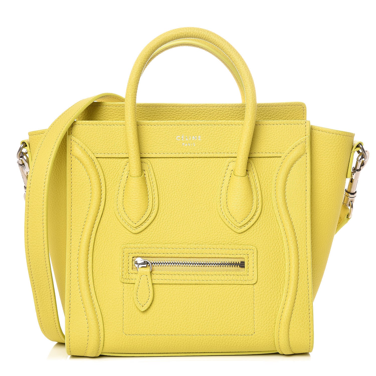 Celine Drummed Calfskin Nano Luggage Mimosa 1 of 13