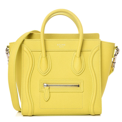 Celine Drummed Calfskin Nano Luggage Mimosa 1 of 13