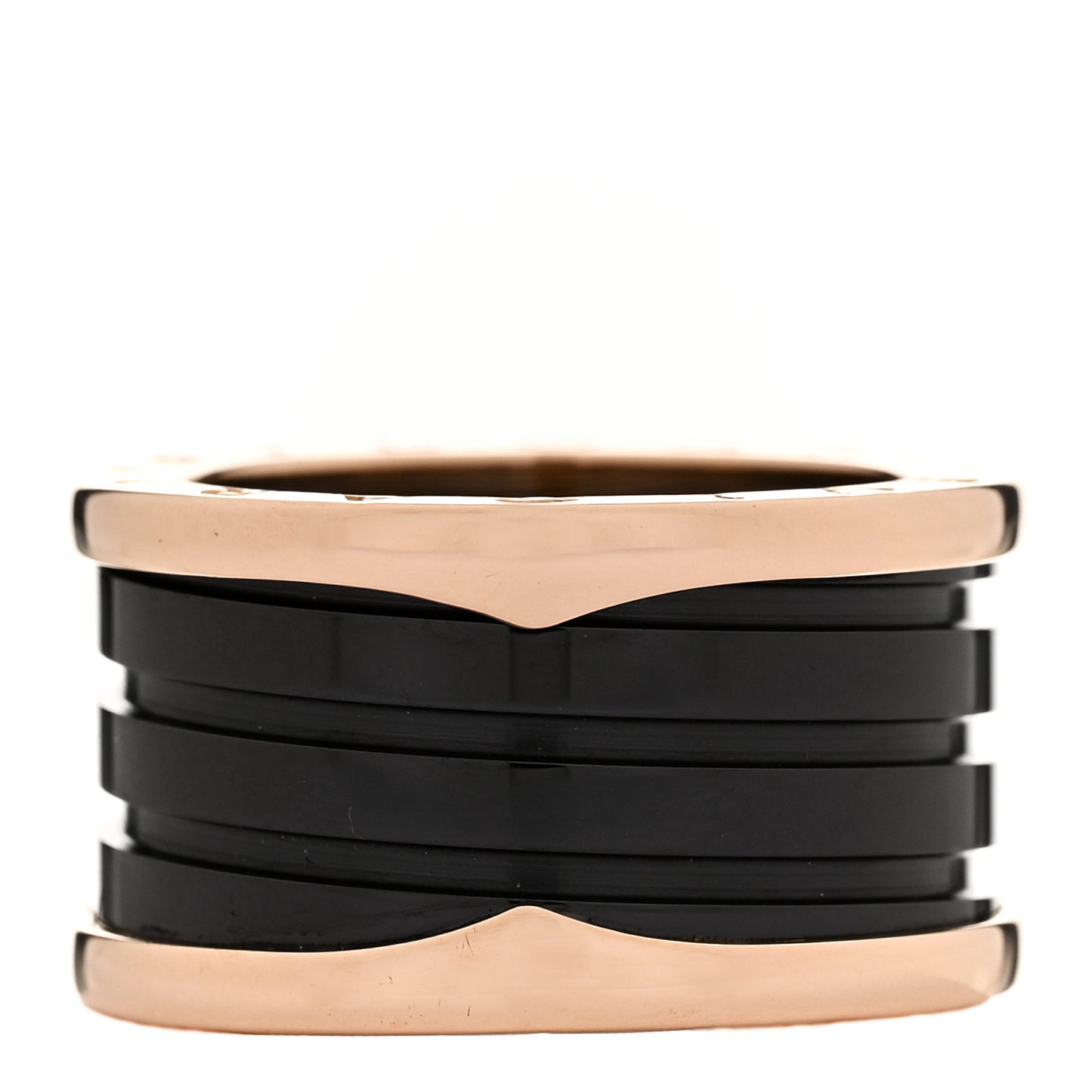 18K Rose Gold Black Ceramic B.Zero1 Four-Band Ring 53 6.25