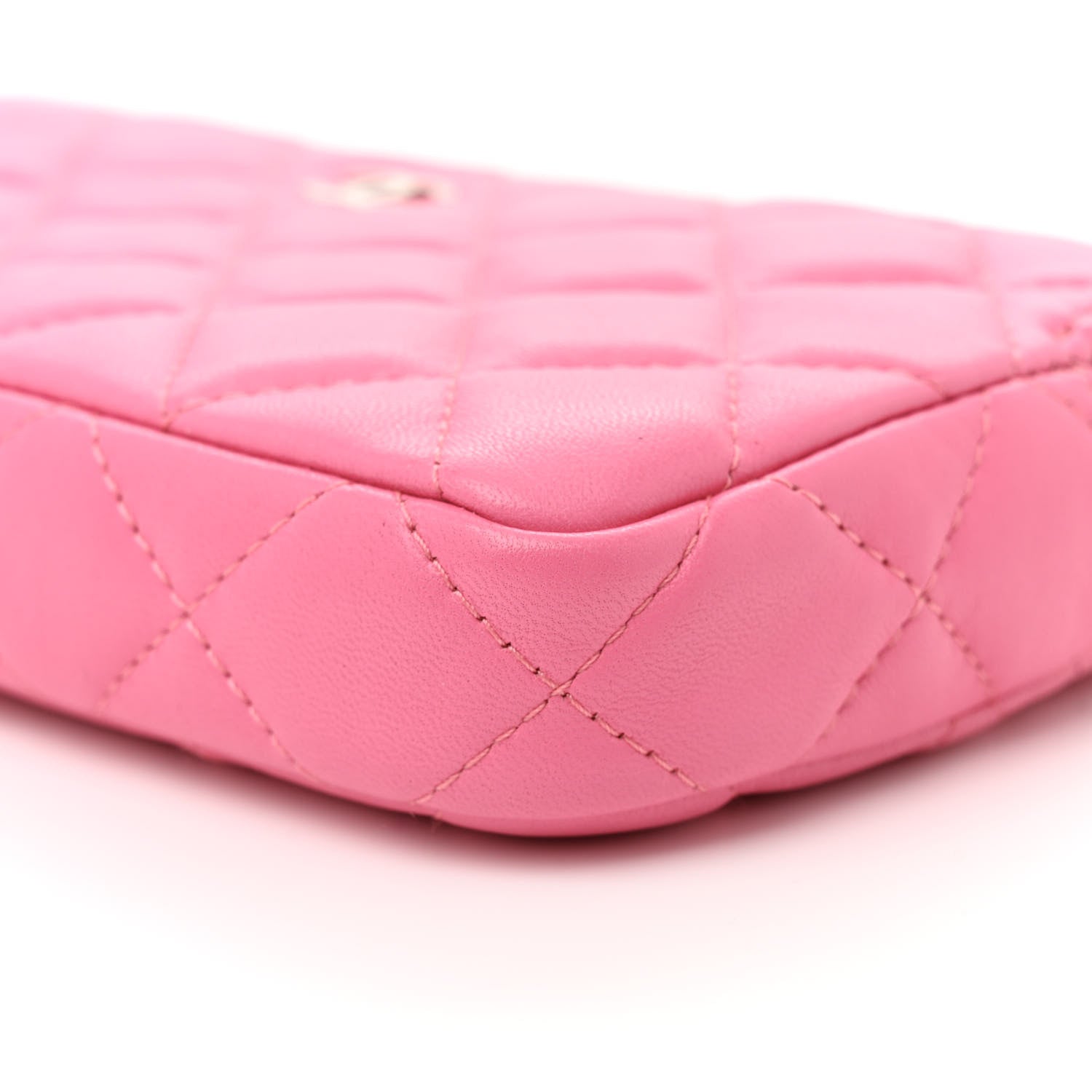 Chanel Lambskin Quilted Small Clutch With Chain Pink 11 of 12