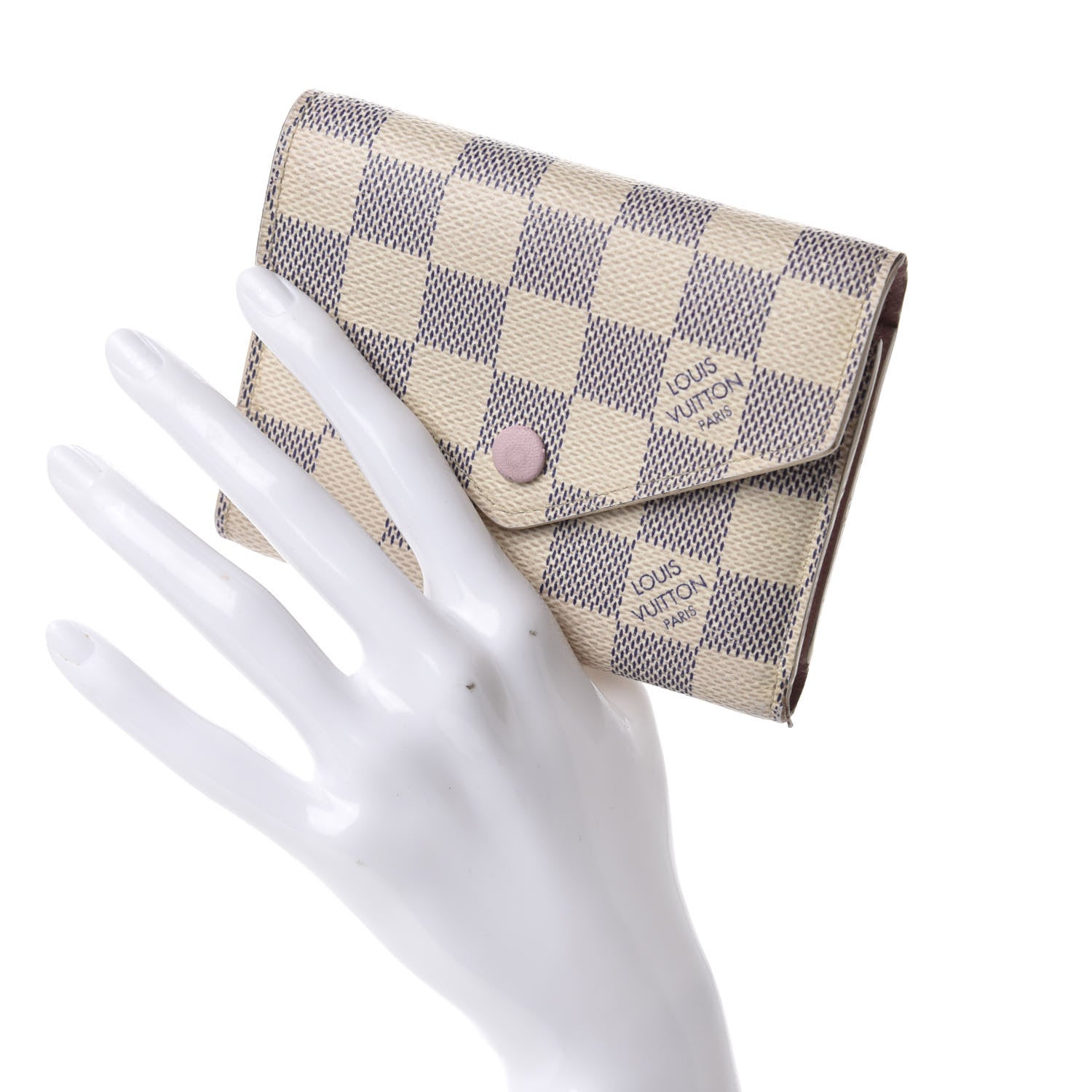 Louis Vuitton Damier Azur Victorine Wallet Rose Ballerine 2 of 12