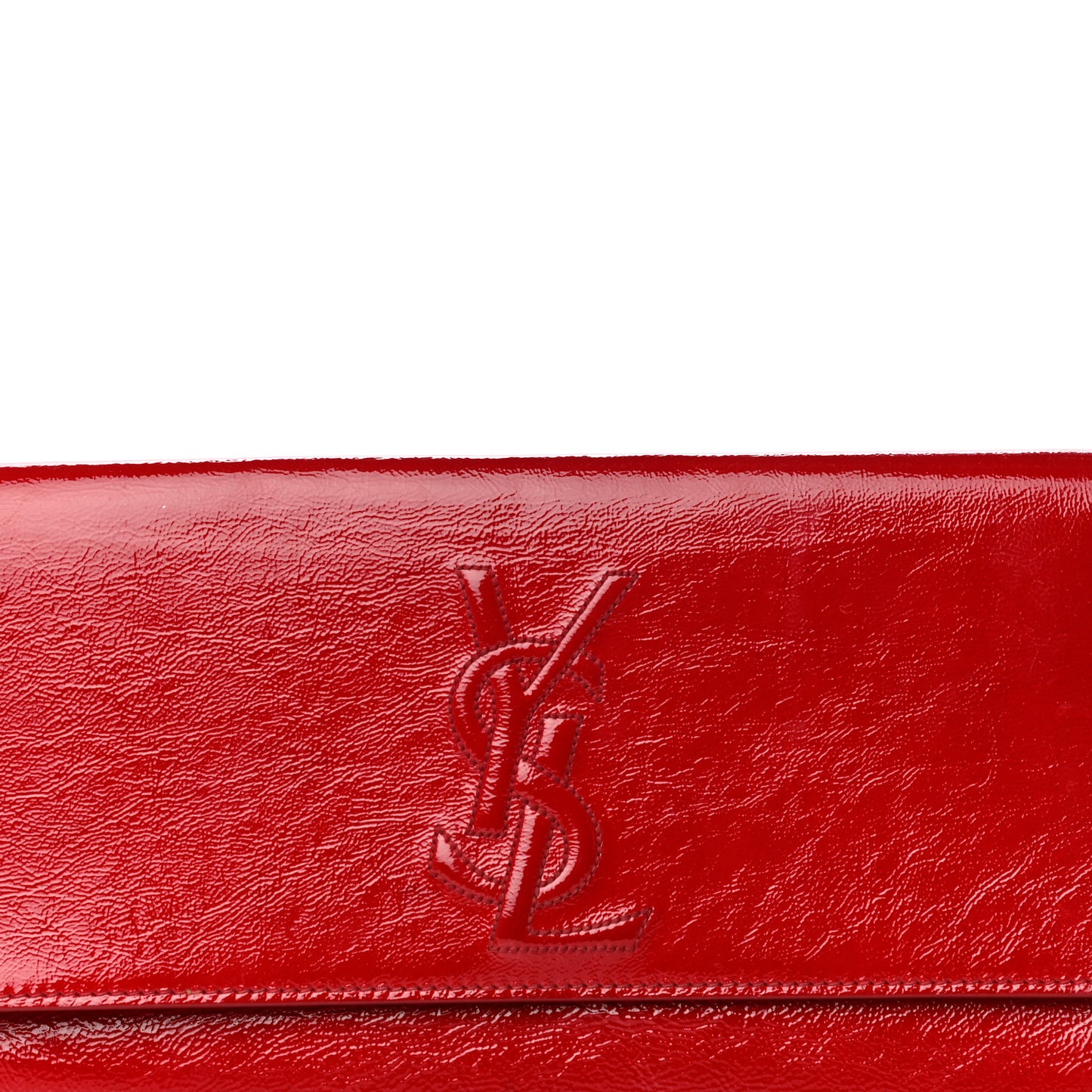 Textured Patent Monogram Large Belle De Jour Clutch Red