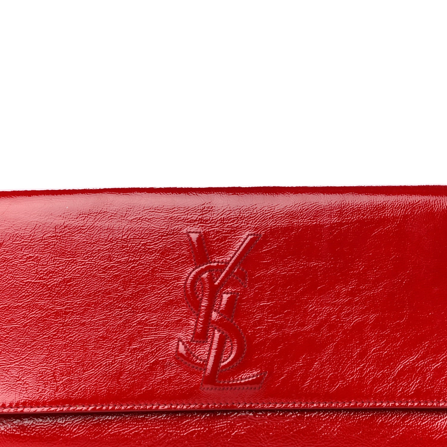 Saint Laurent Textured Patent Monogram Large Belle De Jour Clutch Red 7 of 18