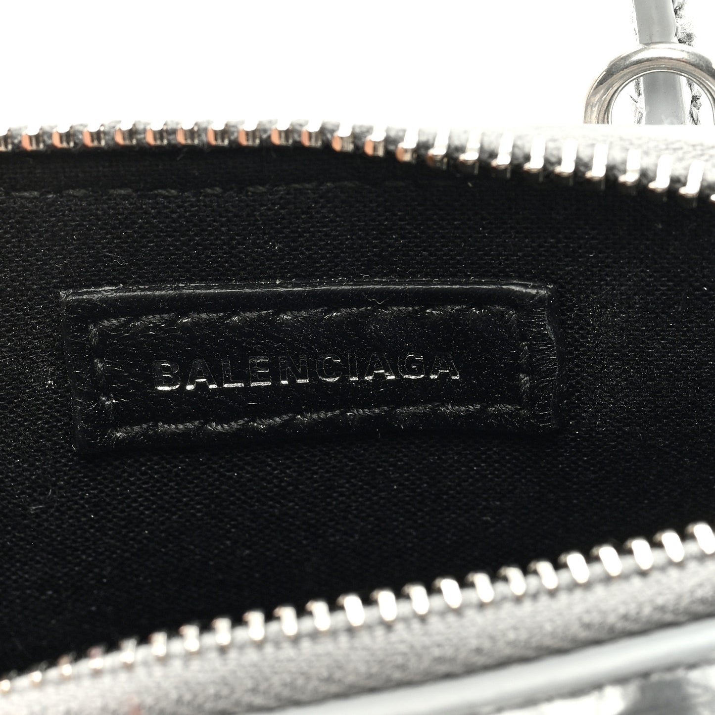 Metallic Calfskin Logo Crocodile Embossed Mini Ville Top Handle Bag Silver Black