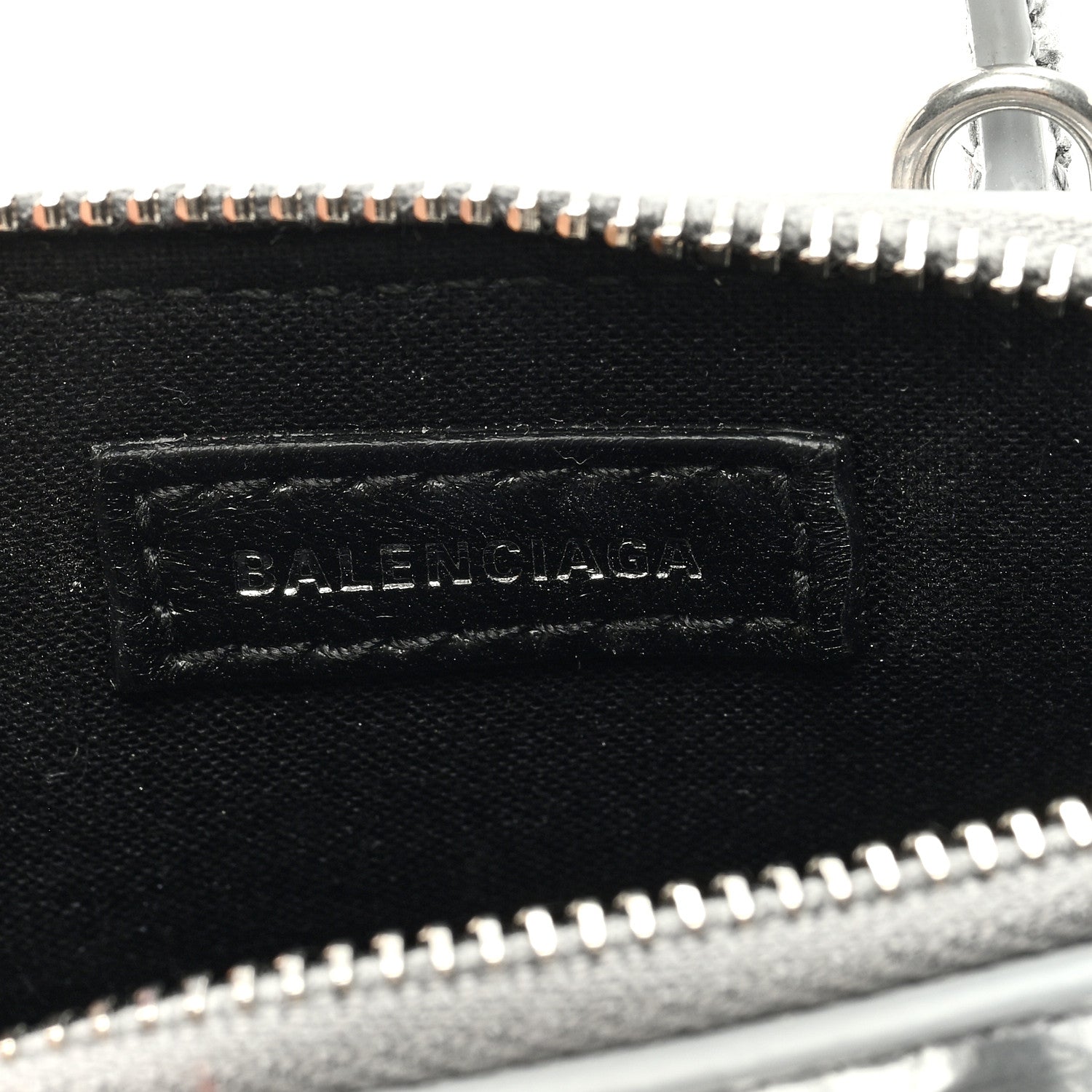 Balenciaga Metallic Calfskin Logo Crocodile Embossed Mini Ville Top Handle Bag Silver Black 6 of 6